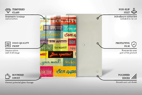 Deska kuchenna Napisy Smacznego języki