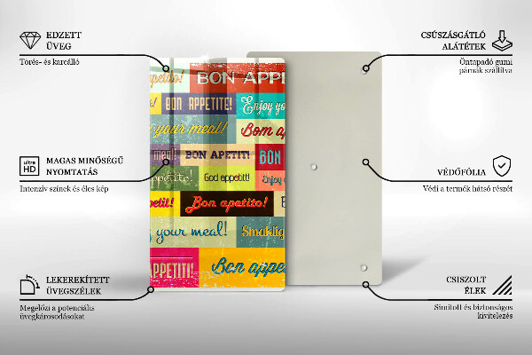 Deska kuchenna Napisy Smacznego języki