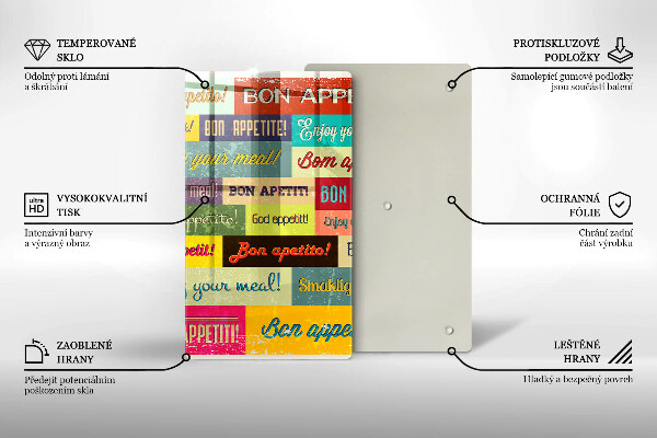 Deska kuchenna Napisy Smacznego języki