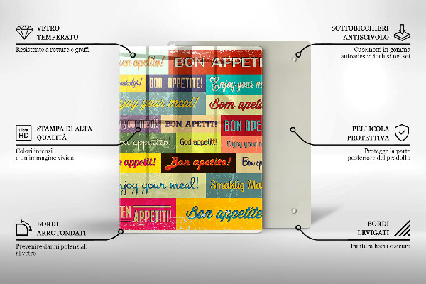 Deska kuchenna Napisy Smacznego języki