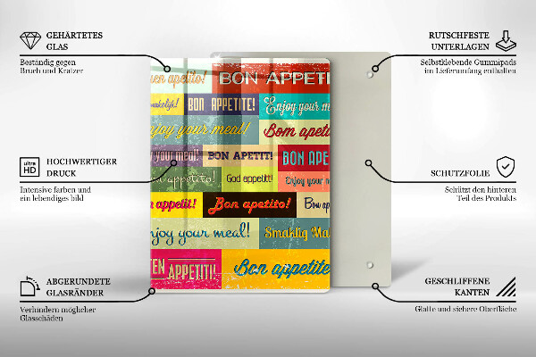 Deska kuchenna Napisy Smacznego języki