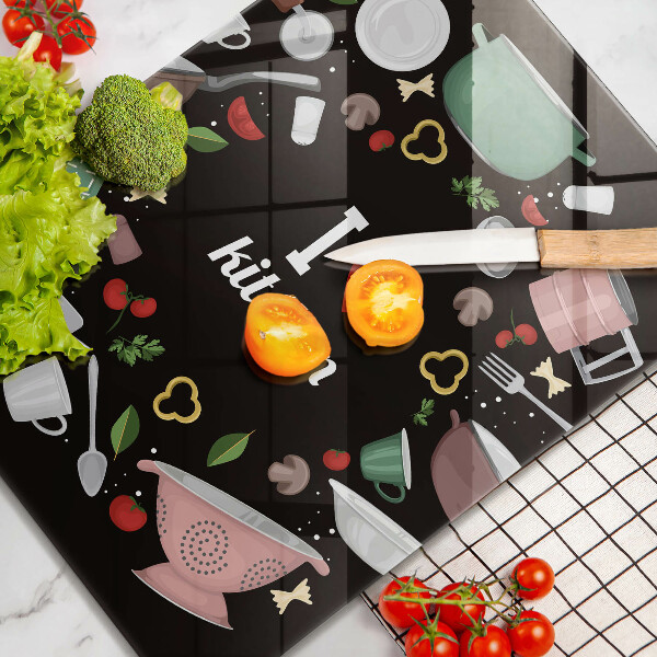 Deska kuchenna Ilustracja I love kitchen
