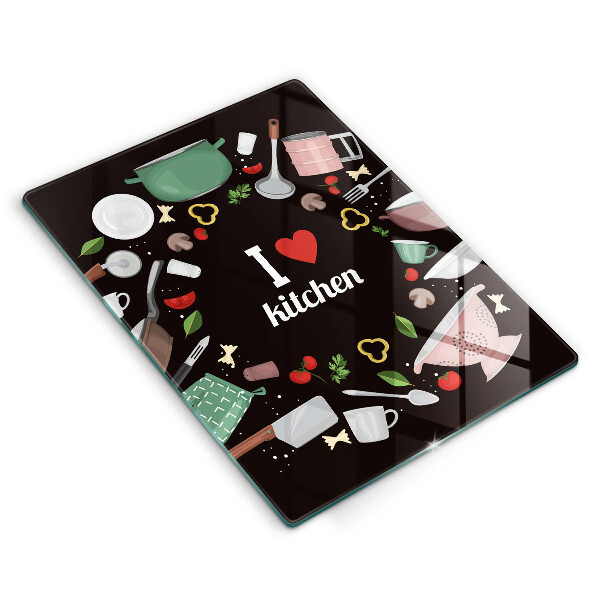 Deska kuchenna Ilustracja I love kitchen