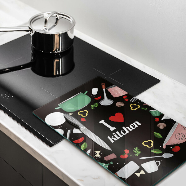 Deska kuchenna Ilustracja I love kitchen