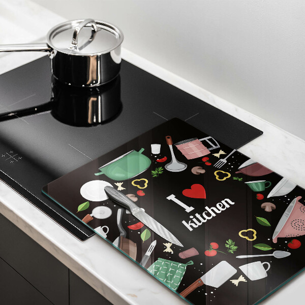 Deska kuchenna Ilustracja I love kitchen