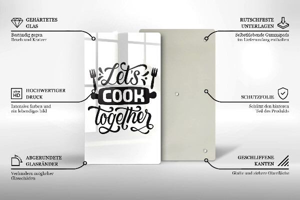 Deska kuchenna Napis Let's cook together