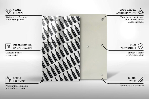 Deska kuchenna Czarne butelki wina