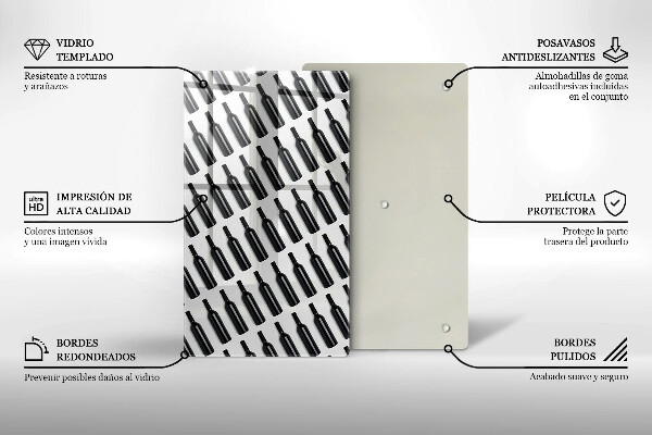 Deska kuchenna Czarne butelki wina