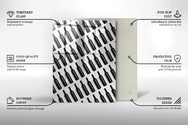 Deska kuchenna Czarne butelki wina