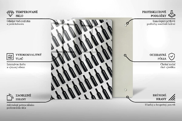 Deska kuchenna Czarne butelki wina