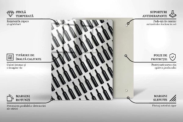 Deska kuchenna Czarne butelki wina