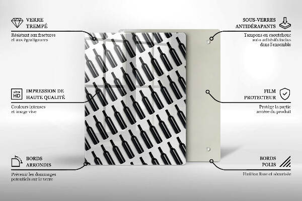 Deska kuchenna Czarne butelki wina