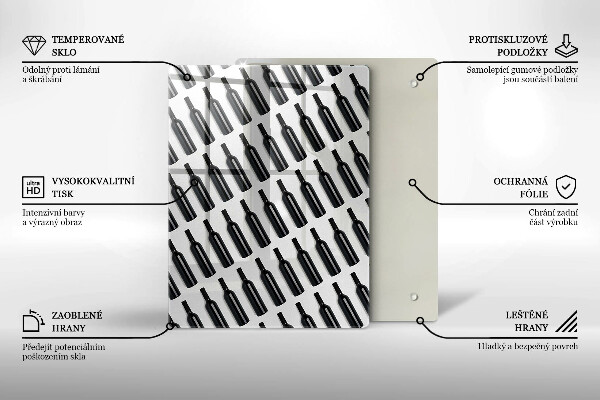 Deska kuchenna Czarne butelki wina