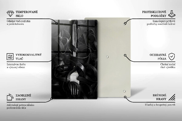 Deska kuchenna Czarny makaron i widelec