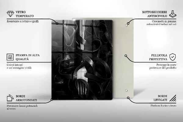 Deska kuchenna Czarny makaron i widelec