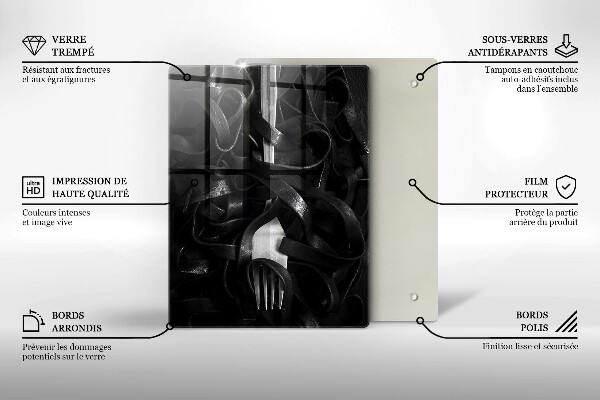 Deska kuchenna Czarny makaron i widelec