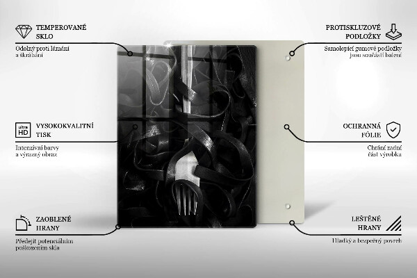 Deska kuchenna Czarny makaron i widelec