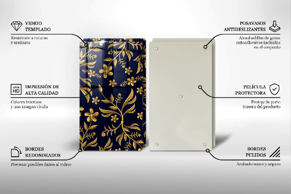 Deska do krojenia Złoty motyw kwiatów