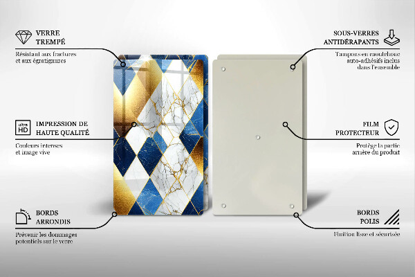 Deska do krojenia Złote romby marmur