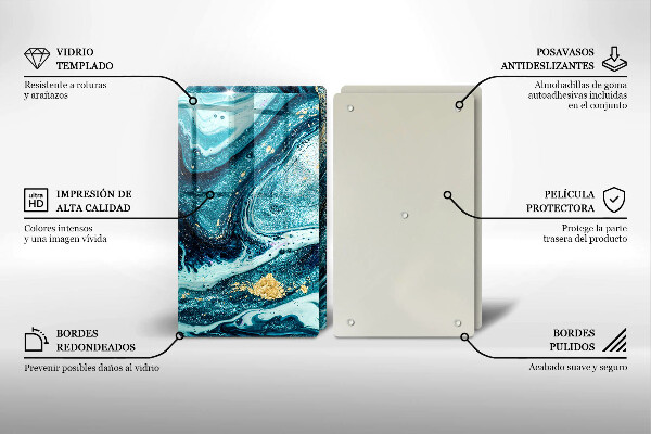 Deska do krojenia Błękitna abstrakcja złoto