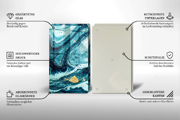 Deska do krojenia Błękitna abstrakcja złoto