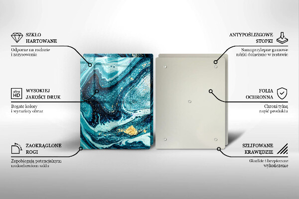 Deska do krojenia Błękitna abstrakcja złoto