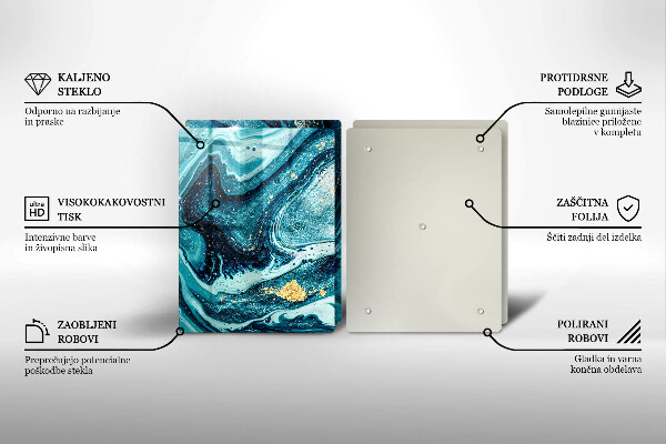 Deska do krojenia Błękitna abstrakcja złoto