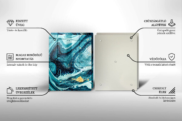 Deska do krojenia Błękitna abstrakcja złoto