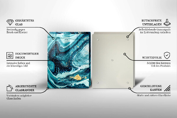 Deska do krojenia Błękitna abstrakcja złoto