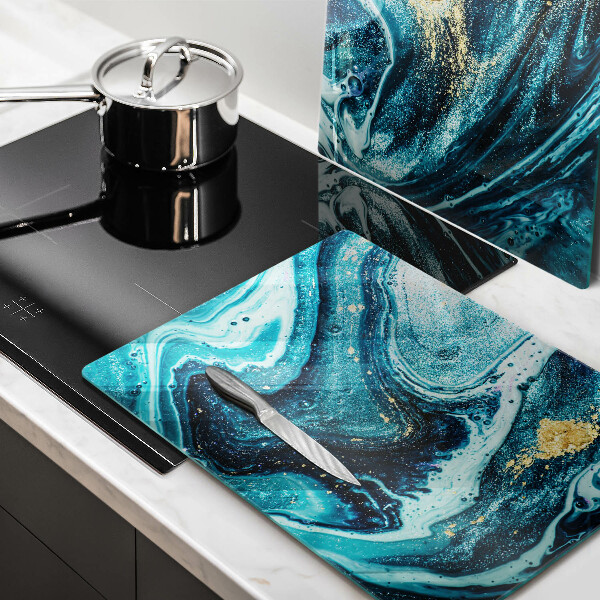 Deska do krojenia Błękitna abstrakcja złoto