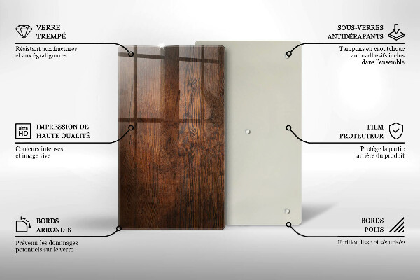 Deska kuchenna szklana Ciemne drewno deska