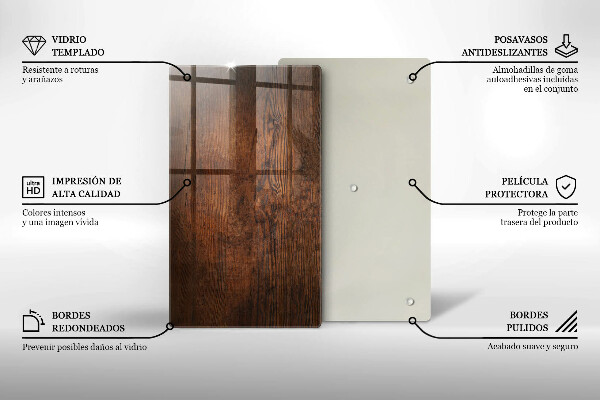 Deska kuchenna szklana Ciemne drewno deska