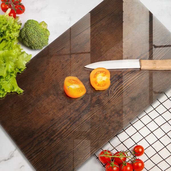 Deska kuchenna szklana Ciemne drewno deska