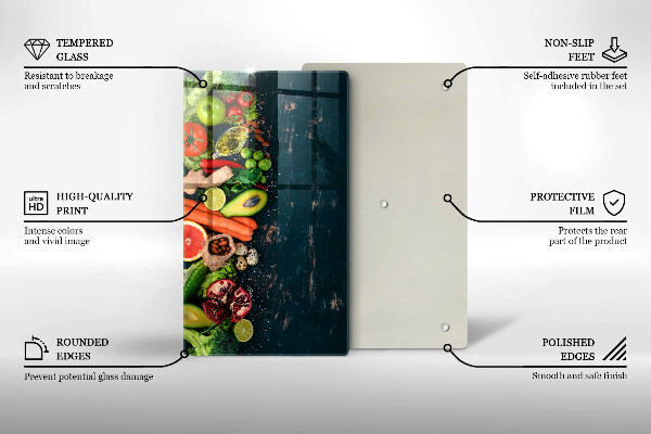 Deska kuchenna szklana Owoce i warzywa