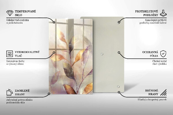 Deska kuchenna szklana Malowane boho liście