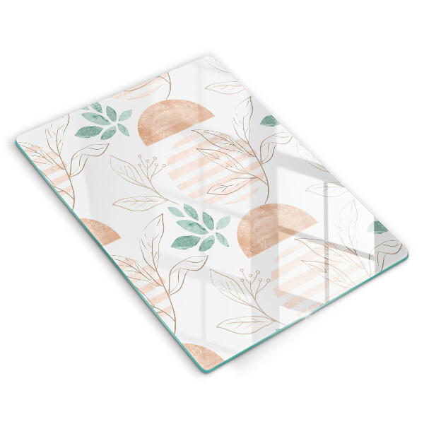 Deska kuchenna szklana Boho wzór liście