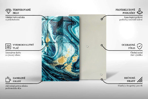 Deska kuchenna szklana Błękitna abstrakcja złoto