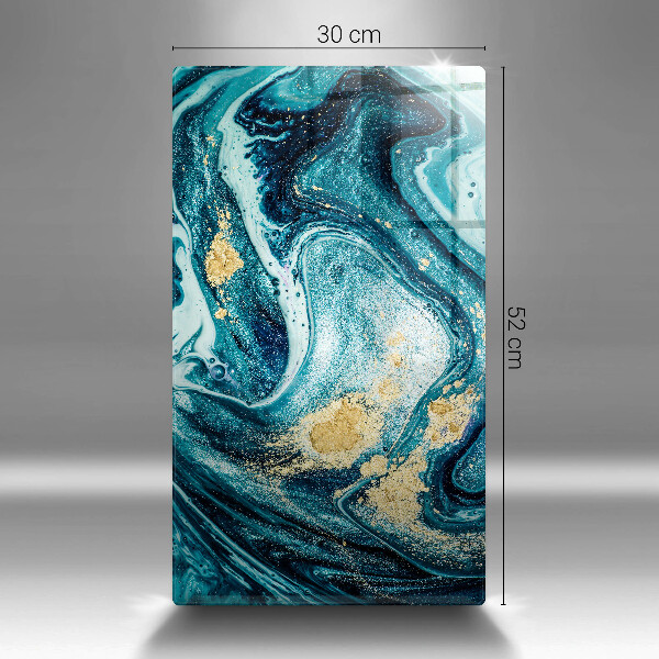 Deska kuchenna szklana Błękitna abstrakcja złoto