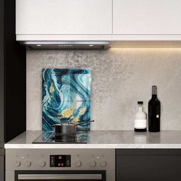 Deska kuchenna szklana Błękitna abstrakcja złoto