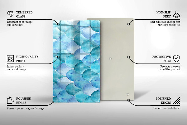 Deska kuchenna szklana Akwarelowe łuski