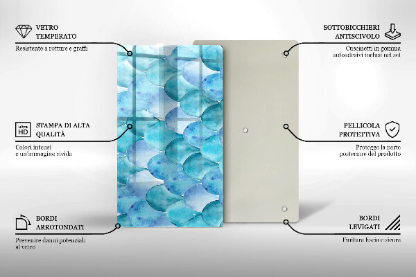 Deska kuchenna szklana Akwarelowe łuski