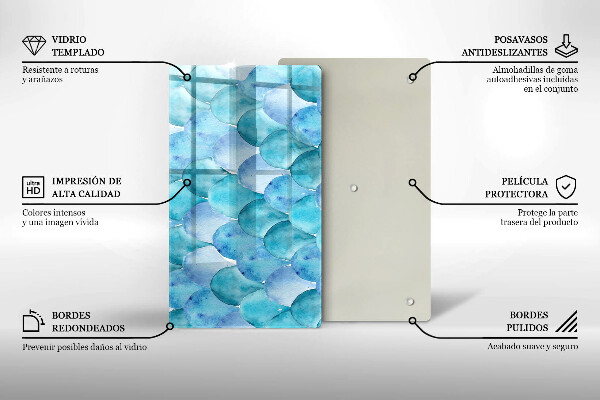 Deska kuchenna szklana Akwarelowe łuski