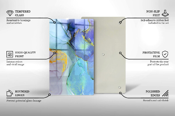 Deska kuchenna szklana Pęknięty kamień złoto