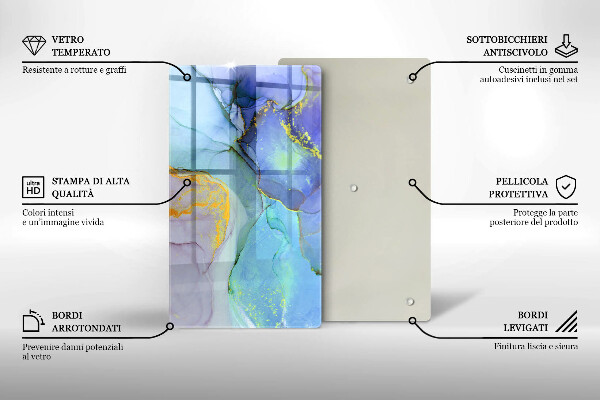 Deska kuchenna szklana Pęknięty kamień złoto