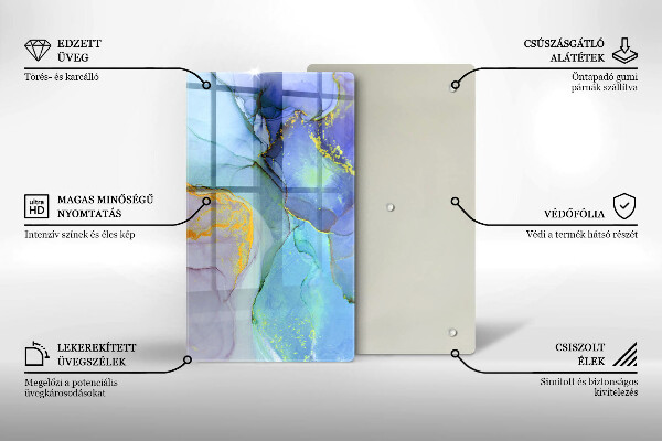 Deska kuchenna szklana Pęknięty kamień złoto