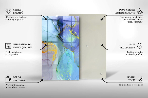 Deska kuchenna szklana Pęknięty kamień złoto