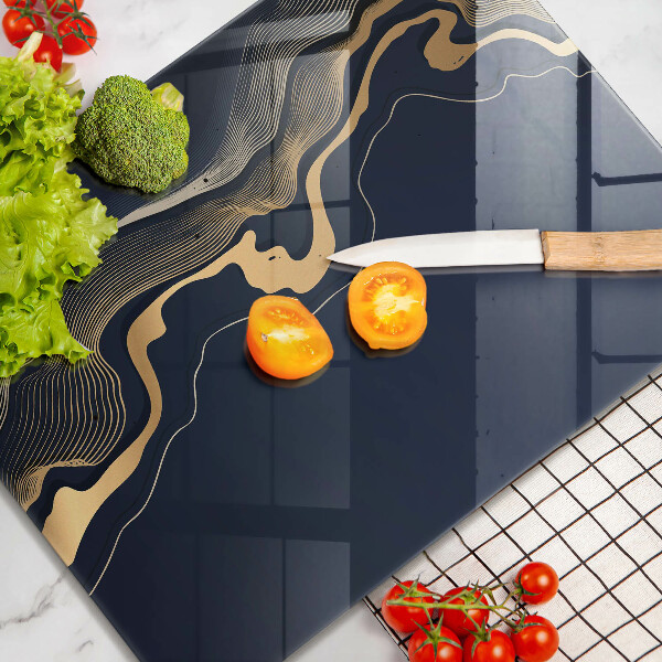 Deska kuchenna szklana Abstrakcja złote linie