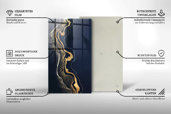 Deska kuchenna szklana Abstrakcja złote linie