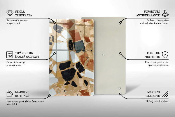 Deska kuchenna szklana Ozdobne kamienie płyta