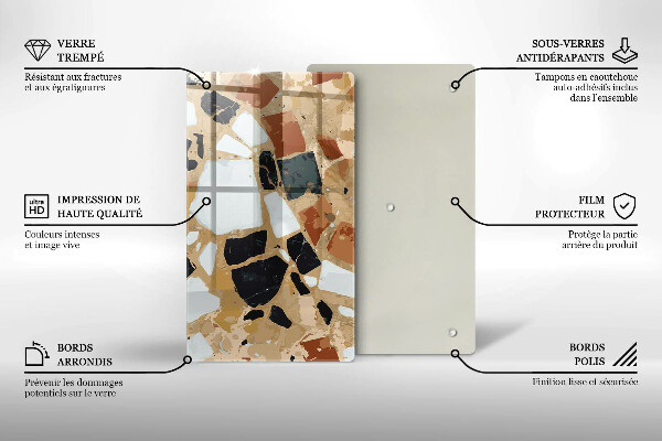 Deska kuchenna szklana Ozdobne kamienie płyta